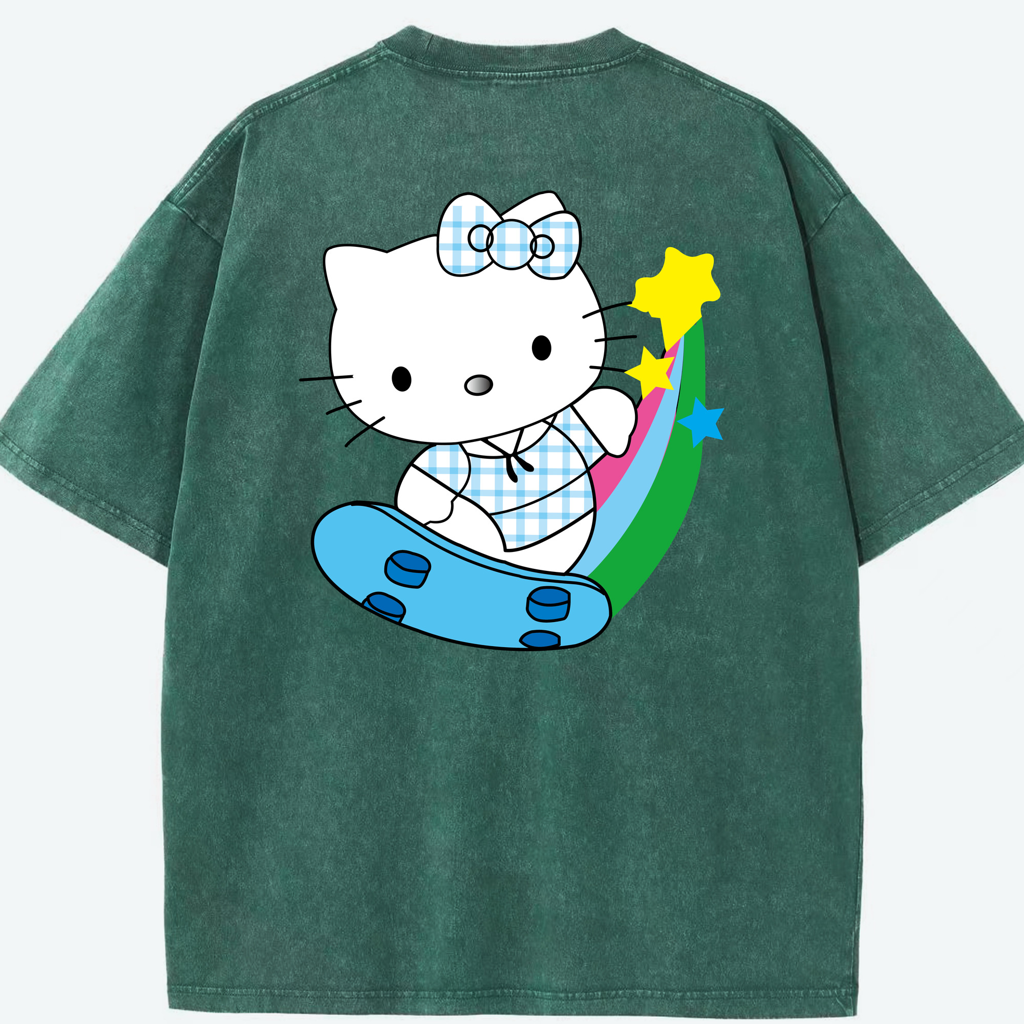 （画像用） Hello Kitty ハローキティ 綿100% ヴィンテージ風 半袖Tシャツ（背面プリント）